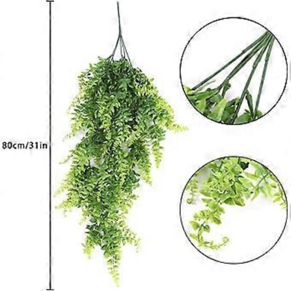 Elegant Konstgjord Grönska, Livslikt Utseende Konstgjorda Hängande Växter För Heminredning, UV-Beständig, Lätt att Underhålla, Vattentät Design (80cm)