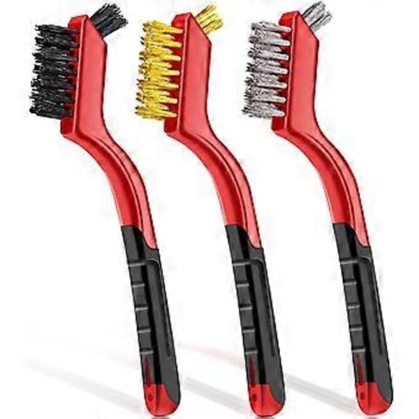 Forskellige typer børster, bred anvendelse rustfrit stål messing nylon trådbørstesæt til rustfjernelse og snavsskrubning, ergonomisk design buet