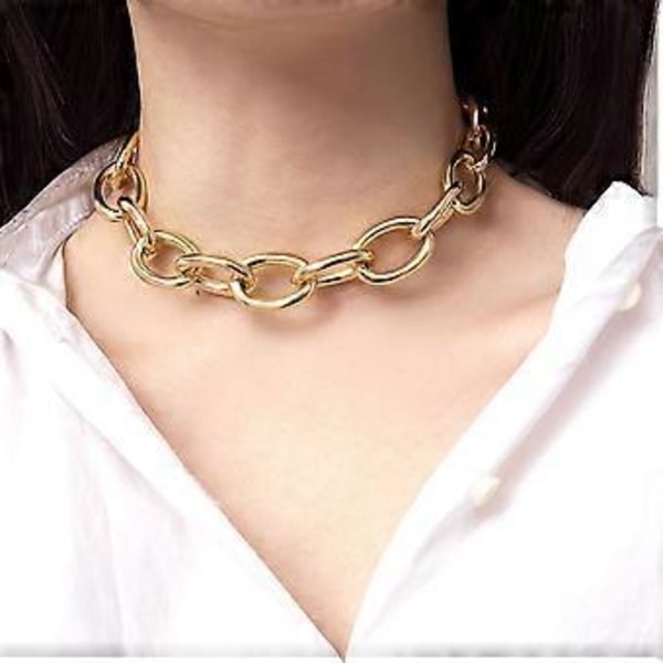Personlighet Enkelt Överdrivet Tjockt Kedjehalsband Retro Mångsidigt Enkelt Lager Mångsidigt Halsband (B)