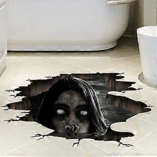 (B) 4 Stycken Halloween Skräck Golvdekaler, Skräck Golvdekaler, Halloween Zombie Pumpa Golvdekal, 3D Halloween Dekaler, PVC Skräck Ro
