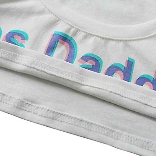 Kvinnors T-shirt med bokstavstryck, kort ärm, Yes Daddy, kort topp, crop, löpning (vit)