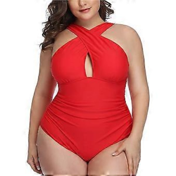 Dame Front Cross Plus Size Heldragt Badedragter Mavekontrol Nøglehuls Badedragter Badetøj (style1342)