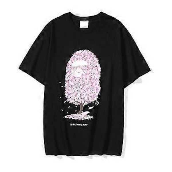 2023 Japansk T-shirt för Män Aasual Bokstavstryck Rund Hals Kortärmad Bapes T-shirts Kortärmad Bomull Unisex T-shirt (L 10)