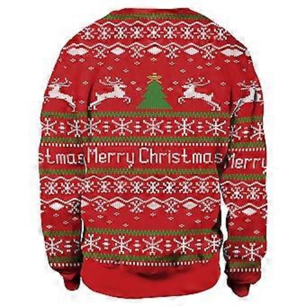 Jultryckta Partröjor för Kvinnor och Män Långärmad Pullover Jumper Julparty Nyhet Toppar Semesterpresent (XL A)