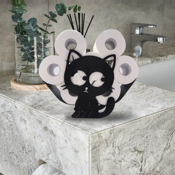 (Sort) Toiletrulleholder Metal Papirholder Killing Formet Papir