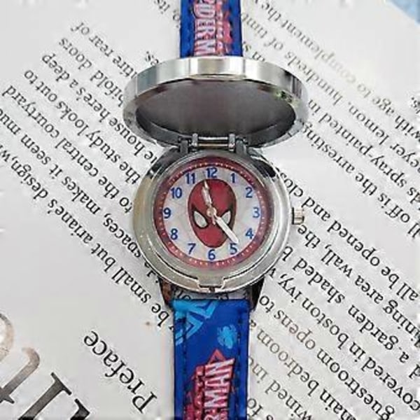 Spiderman Captain America Iron Man Avengers Lasten Poikien Kvartsikello Käännettävä Kotelo Lapsille Lahjaksi (Spider-Man)
