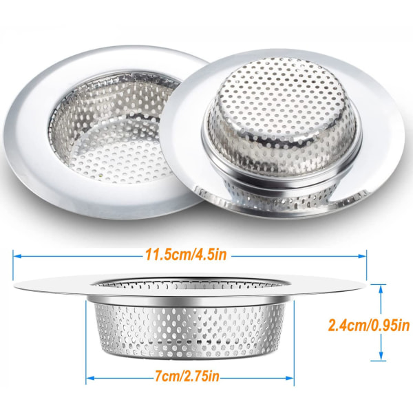 Set of 2pcs Stainless Steel Kitchen Sink Strainer,Practical Sink