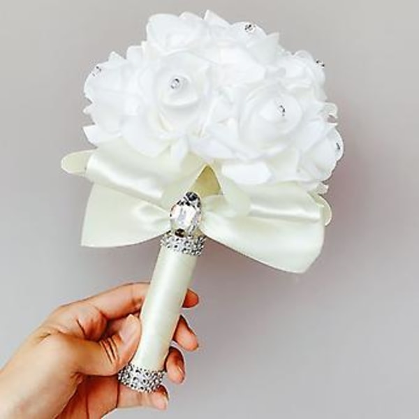 Pe Rose Brudepige Bryllup Skum Blomster Brudebuket Bånd Falsk De Noiva (Lilla)