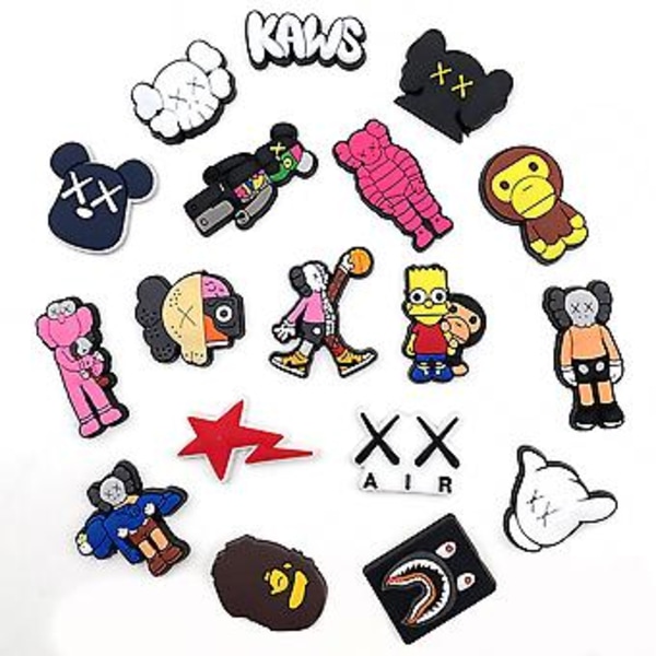 18 stk./sæt Kaws Sko Charms Sko Dekoration Mode Trendy Sko Charms Til DIY Croc Clog Sandaler Armbånd Håndledsrem Dekoration Tilbehør ( )