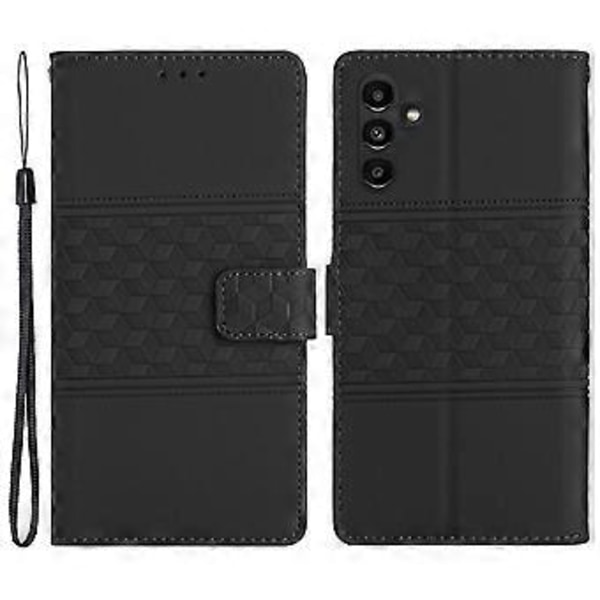 Til Samsung Galaxy A35 5G Telefon Cover Præget Rombe Tegnebog Stativ Læder Cover (Style A)