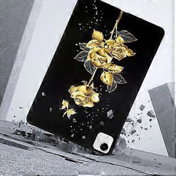 För Honor Pad X9a TPU Skal Mönstertryck Slim Tablet Skyddsfodral (Gyllene Fjärilsros)