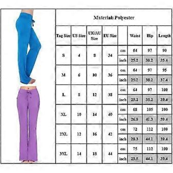Dame Plain Drawstring Casual Løse Yoga Bukser Åndbare Gym Sports Pilates Lange Bukser (S Lysegrå)