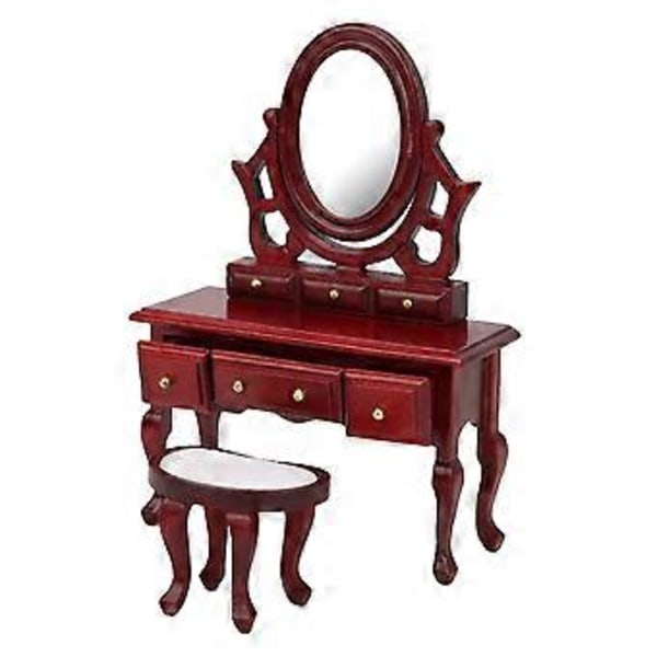1:12 Dockhus Miniatyr Sovrums Möbel Sminkbord Pall Modell Leksaks Tillbehör Simulering Sminkbord ( )