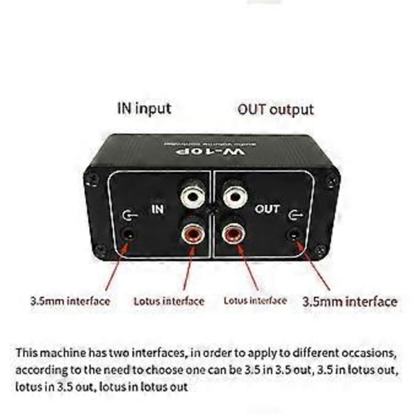 3,5 mm Portabel Volymkontroll Förförstärkare W-10P Stereo Dubbelkanal Stereo Audio Mini Balans