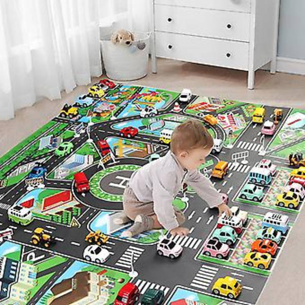 Spelmatta 130*100 Ren Engelska Stads Trafik Bilmodell Parkeringsplats Matta