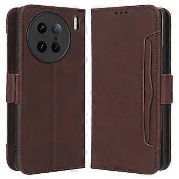 For vivo X90 Pro 5G Flerfoldige Kortspor PU Lær Telefon Deksel Stativ Lommebok Telefonveske (Stil D)