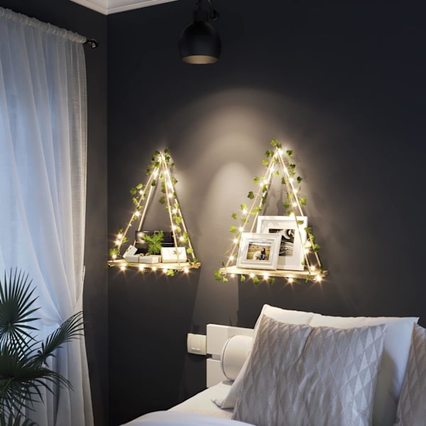 Keinotekoinen muratti LED-nauha seinälle ripustettavat hyllyt 2 kpl, Macrame S