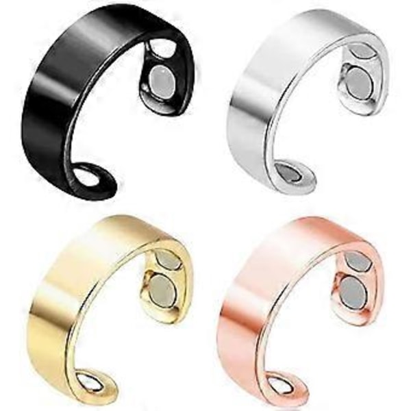 Magnetisk Terapi Akupressur Ring Finger Ring Joyeria Acero Inoxidables Premium Anillo Acero Inoxidable Mujer Joyeria (Guld)