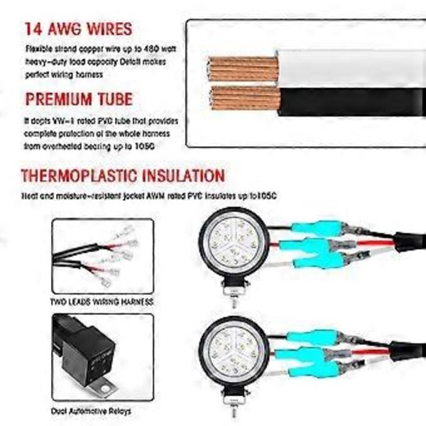 LED lysbjælke ledningsnet kit 480W 14 AWG LED ledningsnet