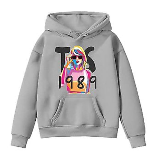 5-10 år Barn Gutter Jenter Taylor Swift 1989 Genser Casual Hettestroffegenser Jumper Pullover Hoody Topper Fans Gaver (5-6 år Grå)