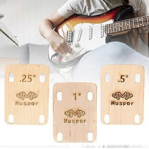 3 Stykker 4 Hullers Halsplade Pakninger Ahorn Træ til Elektrisk Guitar Bas