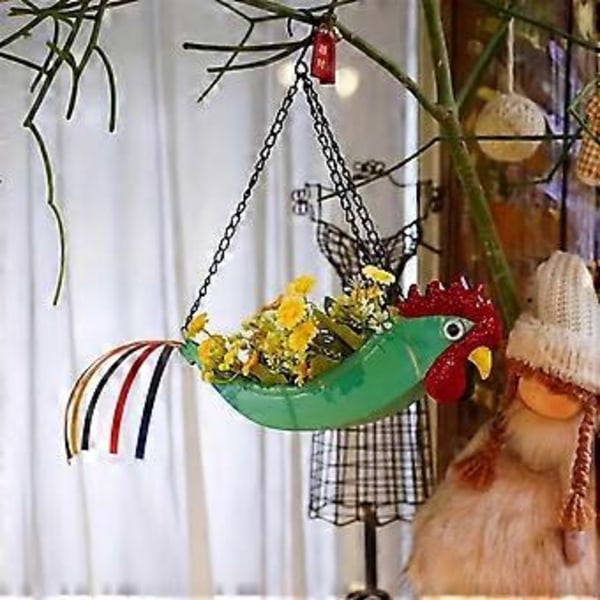Ljus och färgglad hängande kruka med kycklingdesign för trädgård, inomhus- och utomhusdekoration, växt