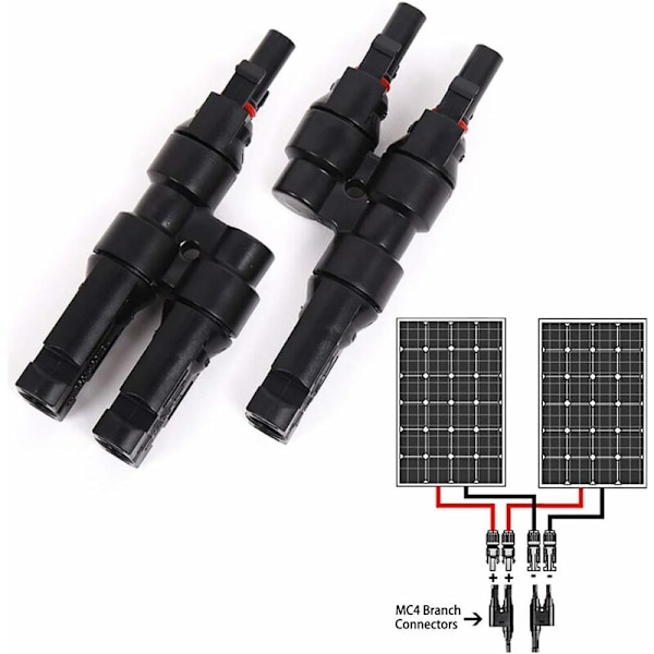 1 Par MC4 Y Solcellepanel Tykk Splitterkabelkontakt Kobling