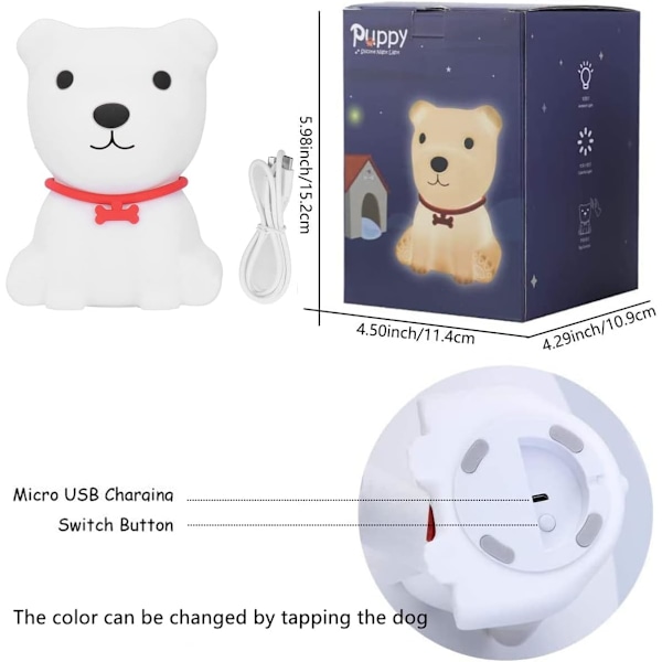Hund Nattlek för Barn, Baby Nattlek, Silikon LED Nattlek