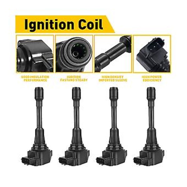 4 st Tändspolar för Altima Cube Rogue FX50 22448ED000, 22448JA00A, 22448JA00C, 610-50136 UF-549