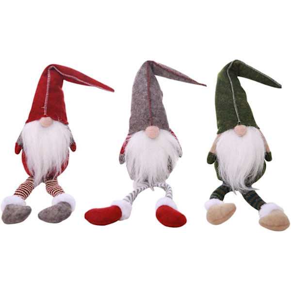3-pack tomtenissar i plysch - tomtenissedekorationer (långben)