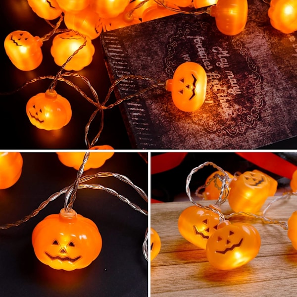 Halloween-dekorasjoner 9,8 fot 20 LED gresskarlyskjeder, Hallowe