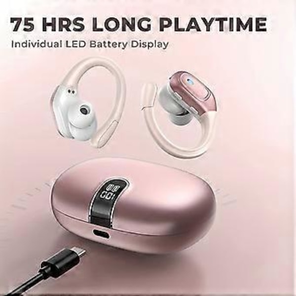 Brusreducerande HD-samtal trådlöst headset vattentätt sport ultralång batteritid Bluetooth-headset (roséguld)