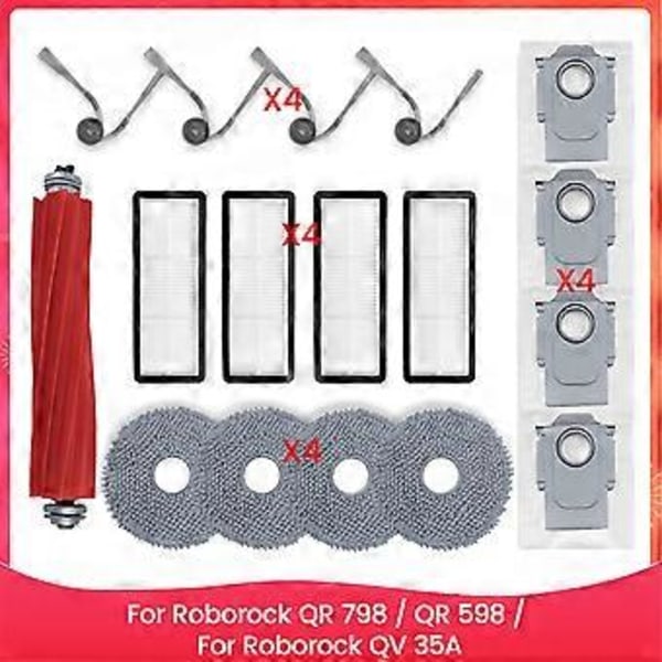 För Roborock QR 798 / QR 598 / Roborock QV 35A Dammsugardelar Huvudborste Sidoborste HEPA-filter Mopp C