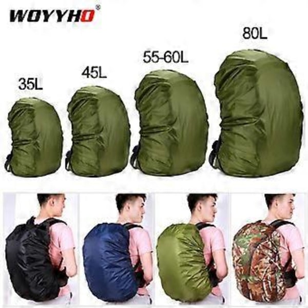 35-80L Ryggsäck Regnskydd Utomhus Vandring Klättring Väska Skydd Vattentätt Regnskydd För Ryggsäck (Armégrön 45L)