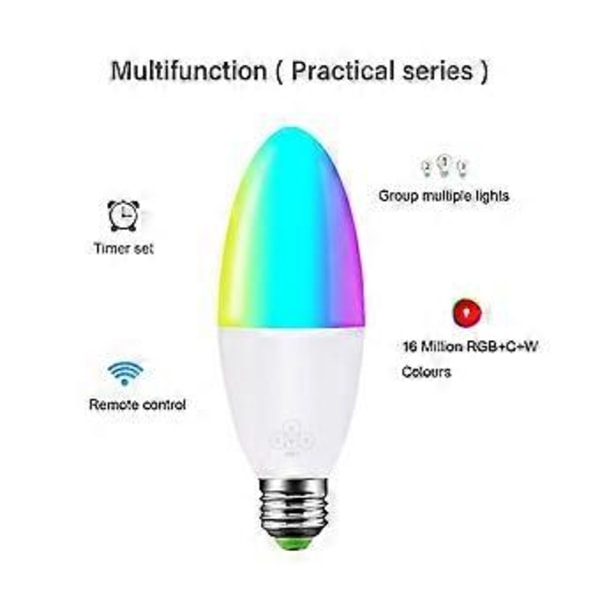 6000k LED RGB-lampa Spotlight Glödlampa 3-5w E12 E14 E26 E27 B22 Smarta Glödlampor Fjärrkontroll Glödlampor Dimbar Heminredning (Som visas 1)