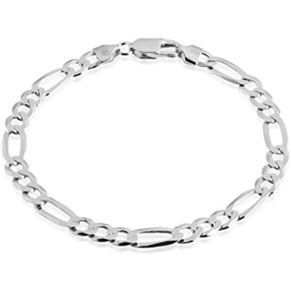 Figaro Link Chain 7 mm in     Italian Bracelet for Men Women - 7 to 9 Inch - Premium Quality Made in Italy Certified - G