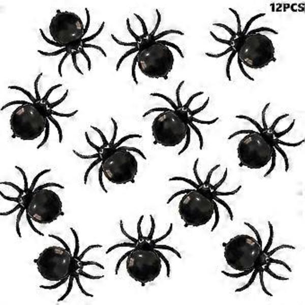 17,2\" Halloween Sorte Edderkoppe Balloner - 12 stk. Mini Edderkopper Folieballon til Halloween Dekoration Dødedag Nytår Fødselsdag Spooky Party Leverandør