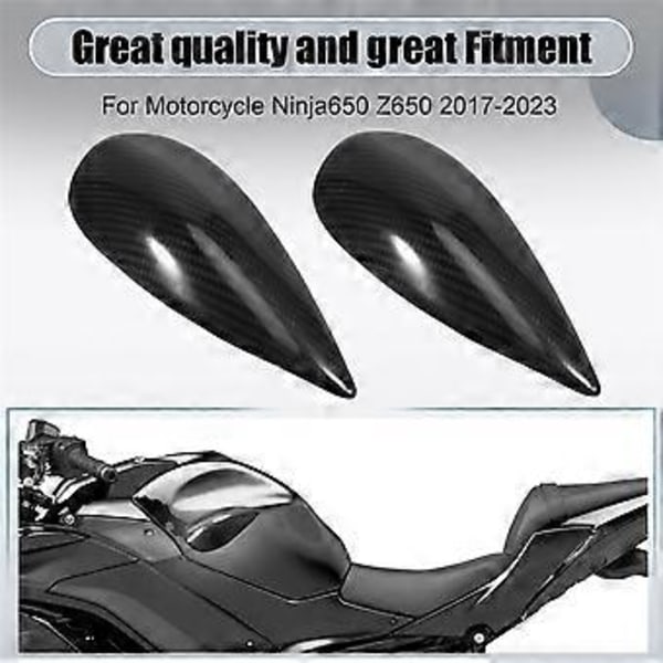 Kolfiber Motorcykel Bränsletank Skydd Skal Dekoration Skyddskåpor för Ninja650 Z650 2017-2023