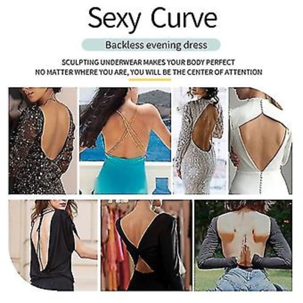 Dame Dyb V-udskæring Body Shaper Stropløs Rygløs Shapewear (M)