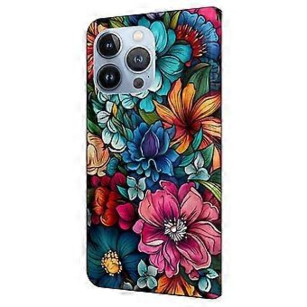 Skal till iPhone 16 Pro Max, mönstertryckt skyddande fodral TPU+PU Läder Flip Telefonfodral (Stil E)