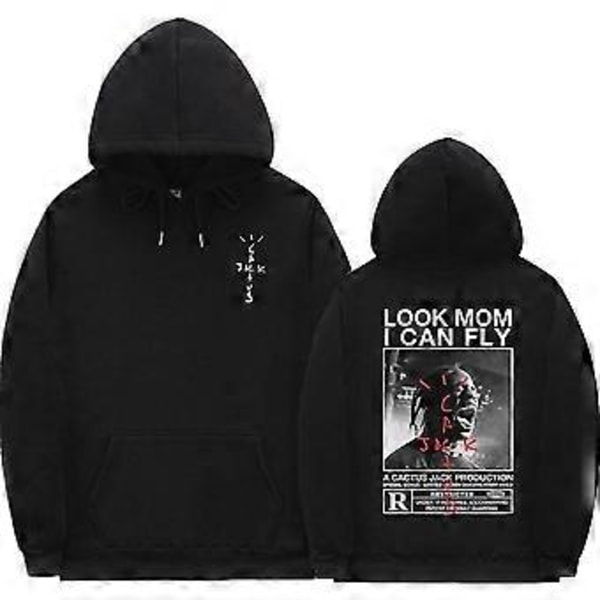 Cactus Jack Hoodie för Män och Kvinnor Dubbelsidig Logotyptryck Look Mom I Can Fly Travis Scott Hoodies Unisex Mode Hip Hop Streetwear( )