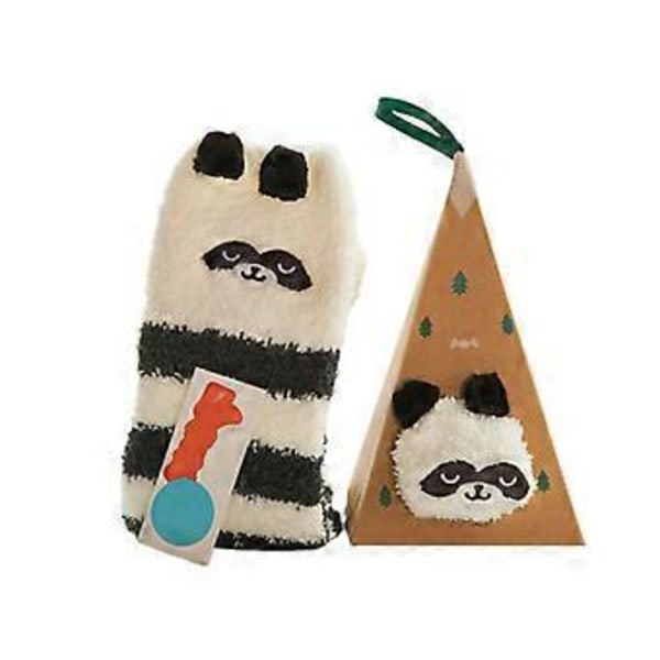 2 Par Tecknade Djur Golvstrumpor Härliga Varma Strumpor i Korallfleece Köldskydd Strumpor för Vinter Höst med Triangelbox (Panda)