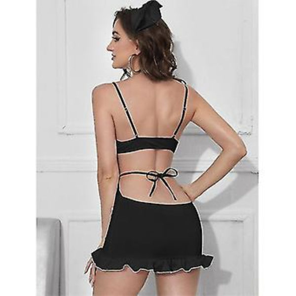 Sexig Sjuksköterska Kostym För Kvinnor Sjuksköterska Lingerie S Cosplay Lingerie Outfits Med Stetoskop (S svart)
