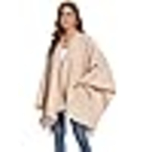 Poncho Dame Vinter Varmt Elegant Poncho Teppe Poncho Kappe Strikket Poncho Frakk Vinter Poncho Sjal Kvinne Gave til Bursdag Jul