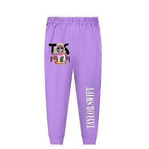 Barnens Taylor Swift Långärmade Pyjamas Set Långärmad T-shirt Byxor Set Nattkläder (11-12 År Lila)