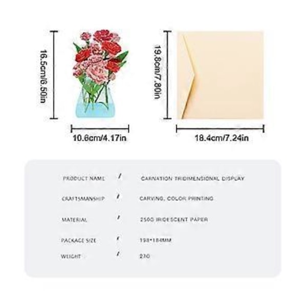 Gratulationskort Tredimensionell Flerfärgad Mors Dag Pappers 3D Skrivbordsdekoration Kreativ Unik Blomma Presentkort (B)