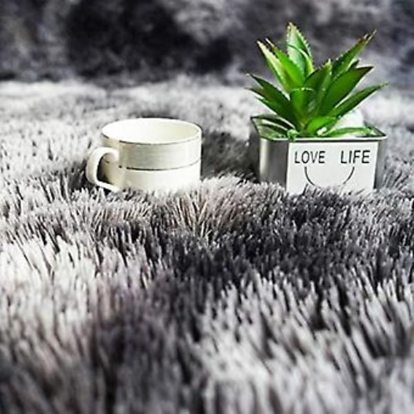 Fong Mjuk Modern Shaggy Inomhusmatta 4x6,6 för Sovrum Vardagsrum Sovsal Barnrum Hem Dekorativ, Halksäker Plysch Fluffig 2,6 x 5,2 Ft. Mörkgrå