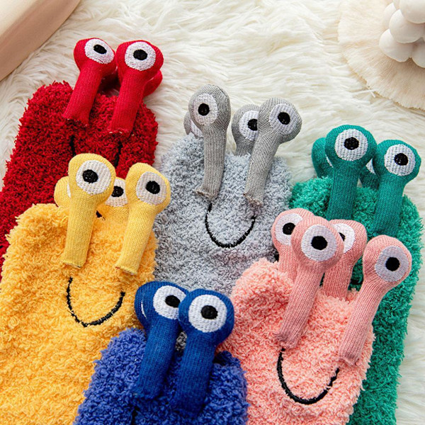 2 par The Floor Socks Sovande Sockor för Flickor Medelrör Sockor Snygga Tjockna aldult Blå