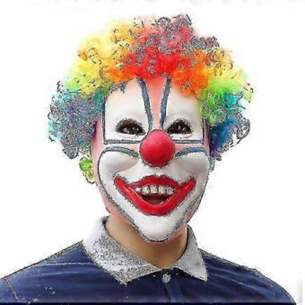 Halloween Dekoration Klovnemaske joker maske Maskebal Maske Sjovt Farvet Hår Horror Skræmmende Hovedbeklædning Prop