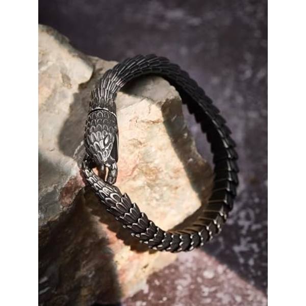 Vikinge Dragon Armbånd, Antik Oxideret Stål Ouroboros Jormungandr Link Armbånd, Vikinge Smykker Gave til Mænd